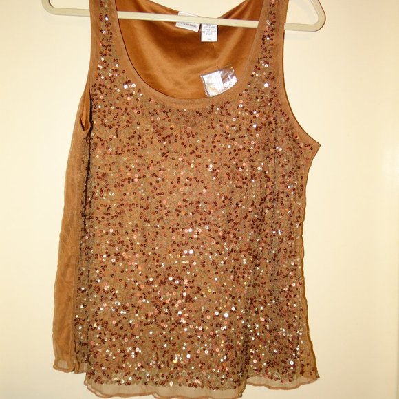 Newport News Sequin Copper/ Brown Flowy Camisole - Picture 1 of 4